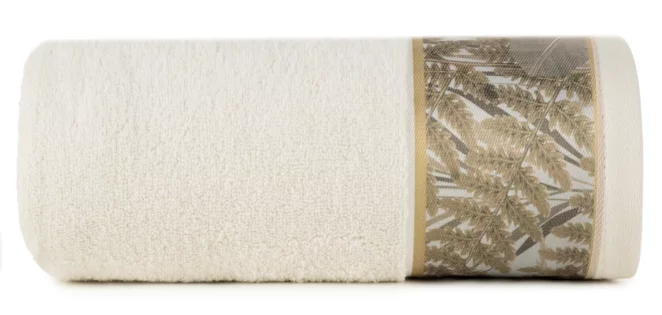 Ręcznik kąpielowy 70x140 cm bawełniany kolor beżowy z designerską bordiurą 500 g/m2 EVA 17 Eva Minge Eurofirany