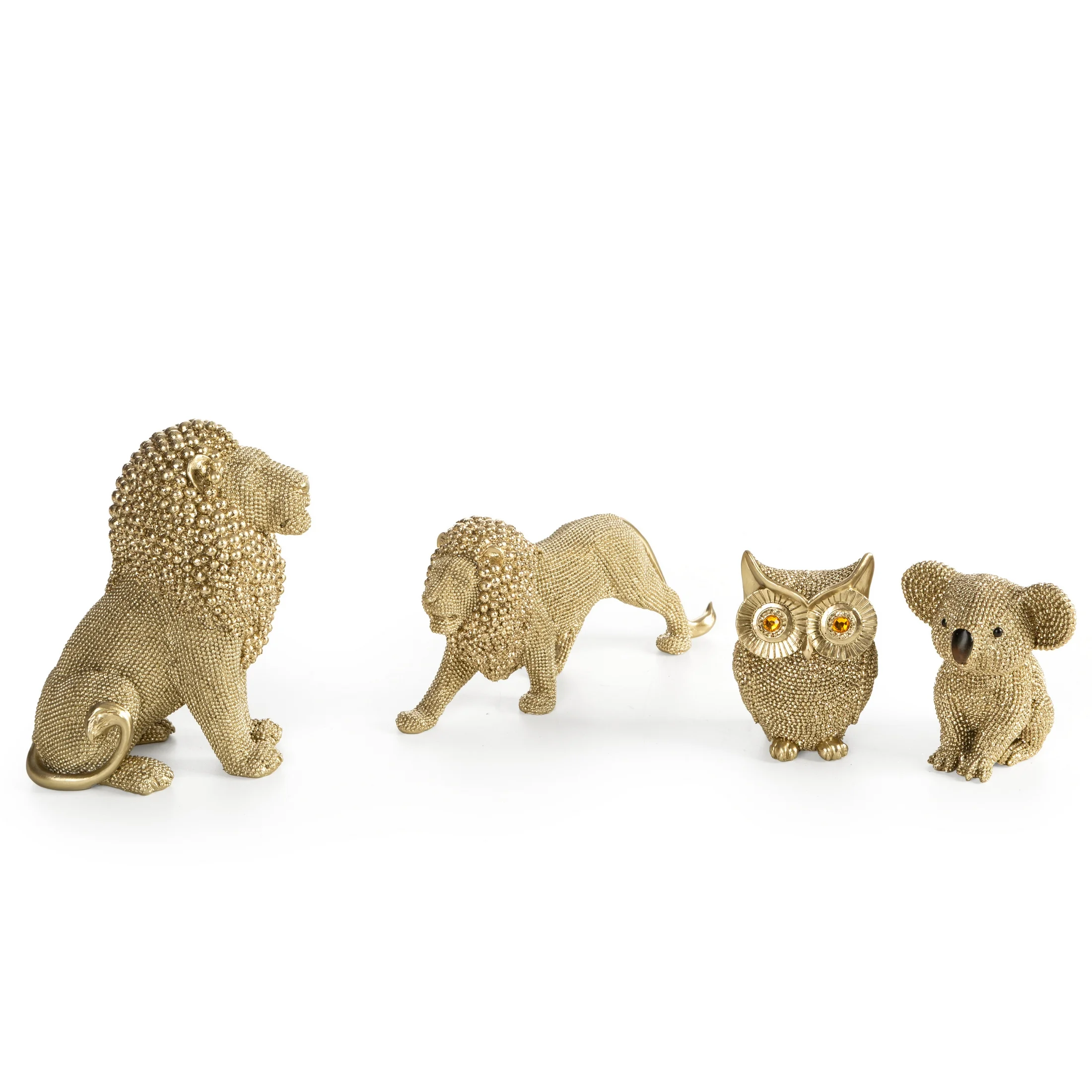 Figurka szampańska Lew o drobnym strukturalnym wzorze 15x8x18 cm ELDO 4 Eurofirany