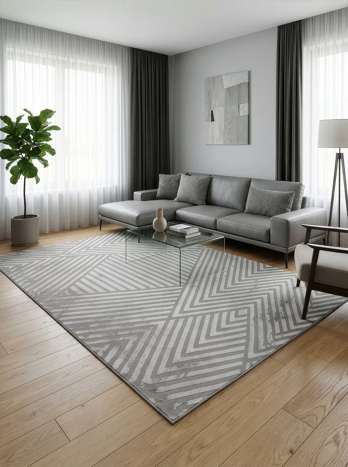 Dywan 60x100 cm srebrny z wypukłym geometrycznym wzorem  NOVA1 Eurofirany