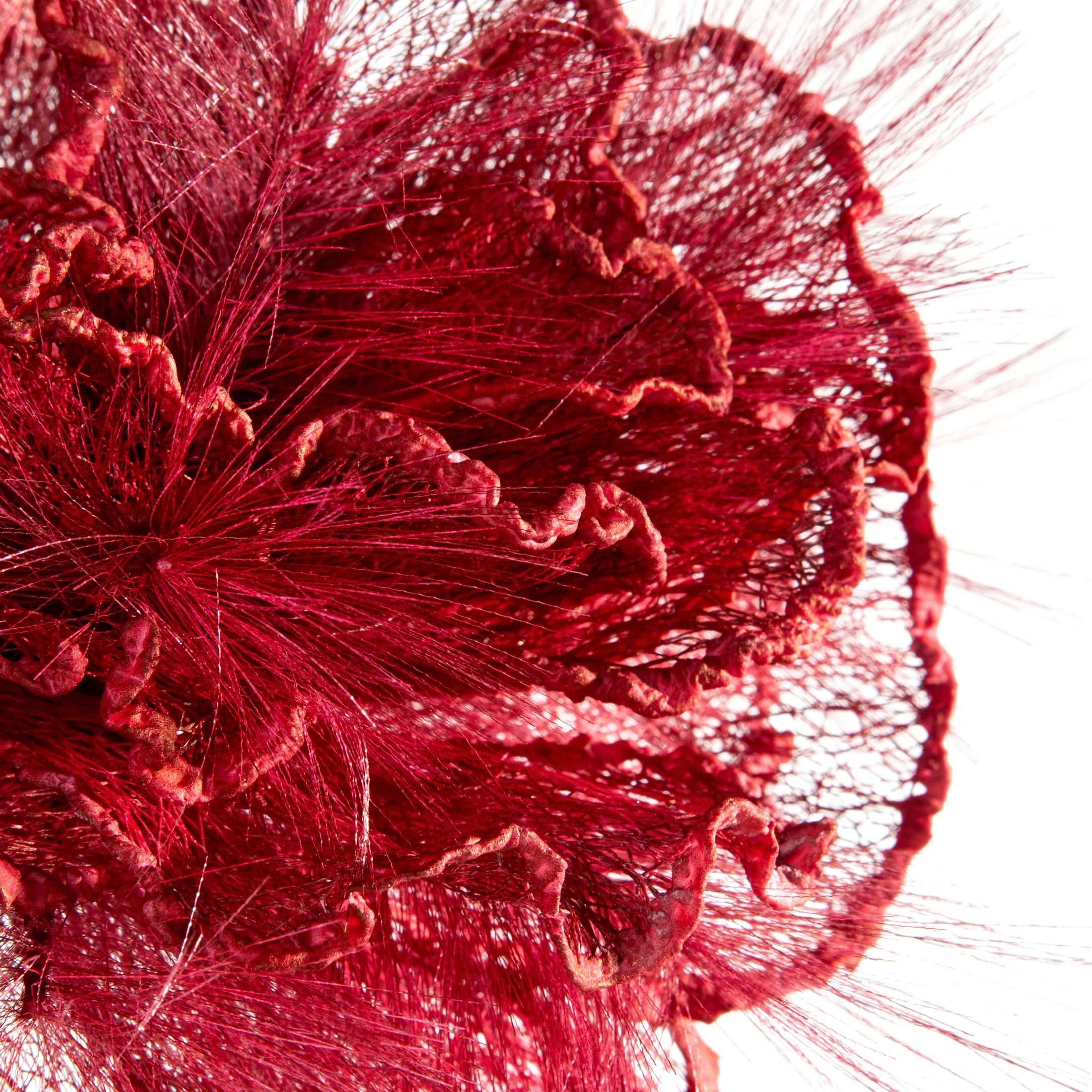 Kwiat sztuczny czerwony z siateczki 80 cm Eurofirany