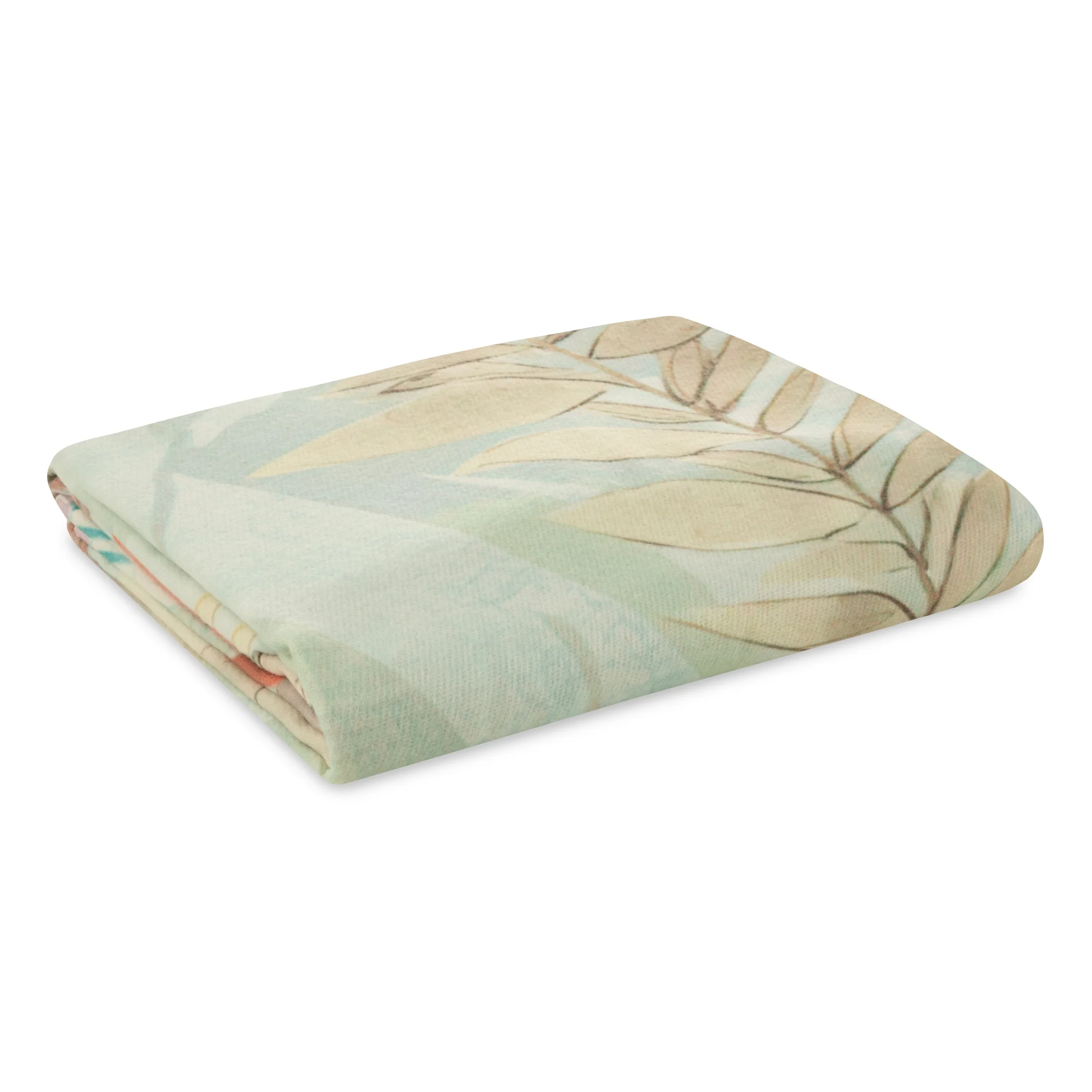 Koc akrylowy 150x200 cm niebiesko, kremowy z nadrukiem pastelowych kwiatów ARLETA EUROFIRANY PREMIUM Eurofirany