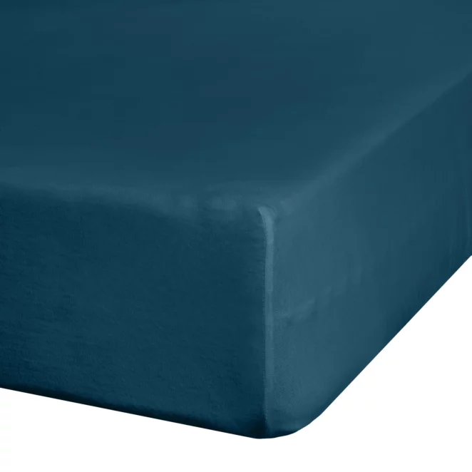 Prześcieradło jersey z gumką 180x200 cm z bawełny kolor granatowy 140 g/m2 ADELA Eurofirany