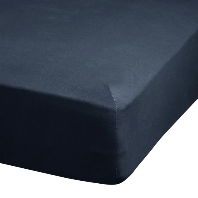 Prześcieradło jersey z gumką 180x200 cm z bawełny kolor ciemnogranatowy 140 g/m2 ADELA Eurofirany