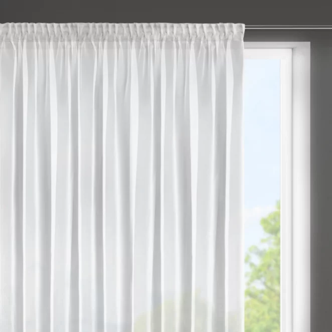 Firana biała z lekkiej i błyszczącej tkaniny 350x150 cm taśma ESEL ELLA LINE Eurofirany