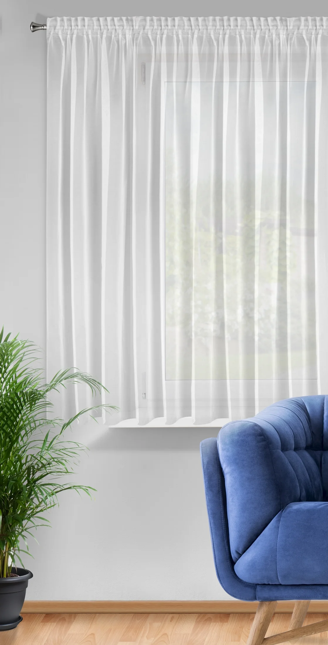 Firana biała z lekkiej i błyszczącej tkaniny 350x150 cm taśma ESEL ELLA LINE Eurofirany