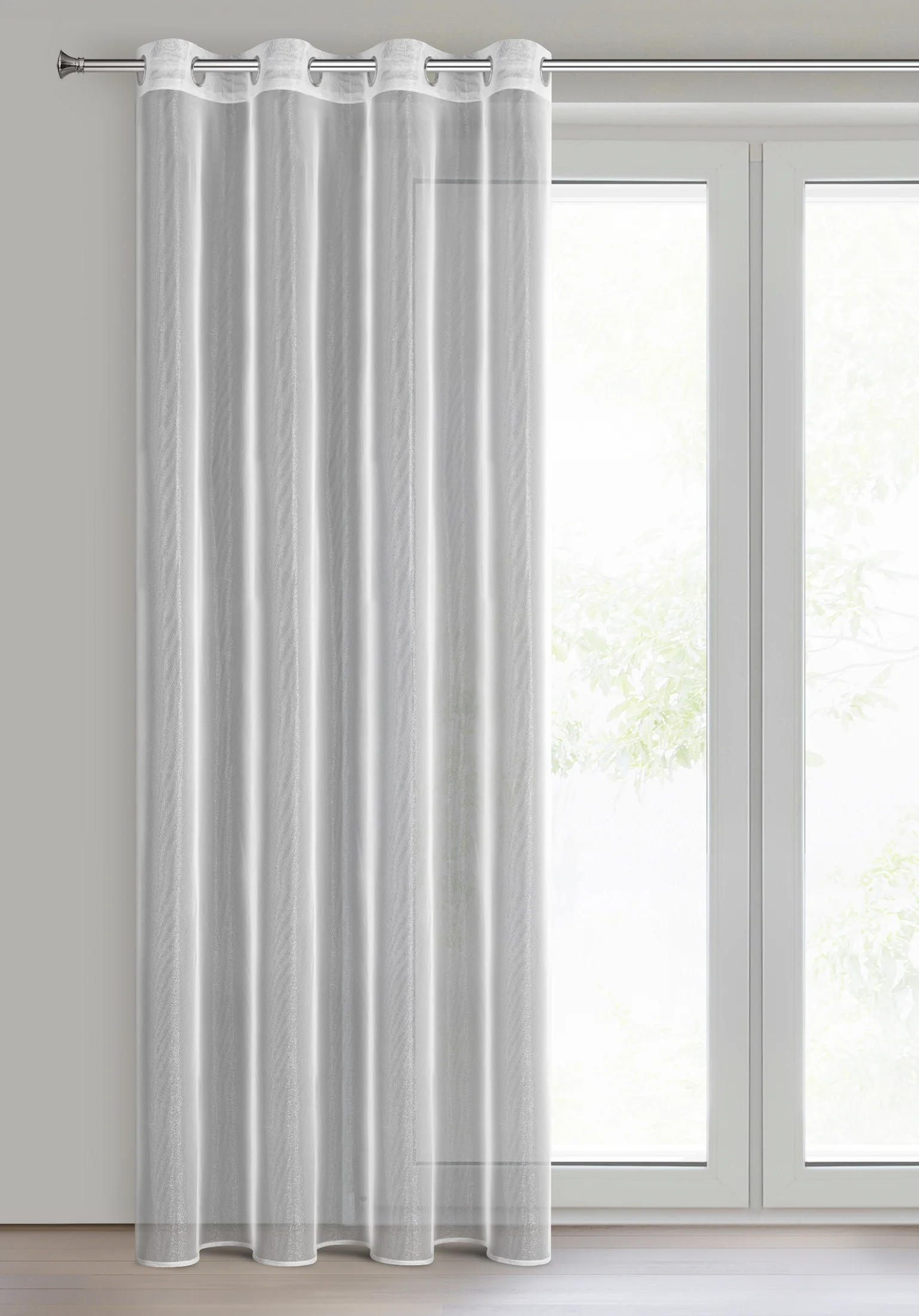 Firana biała z lekkiej i błyszczącej tkaniny 135x250 cm przelotka ESEL ELLA LINE Eurofirany