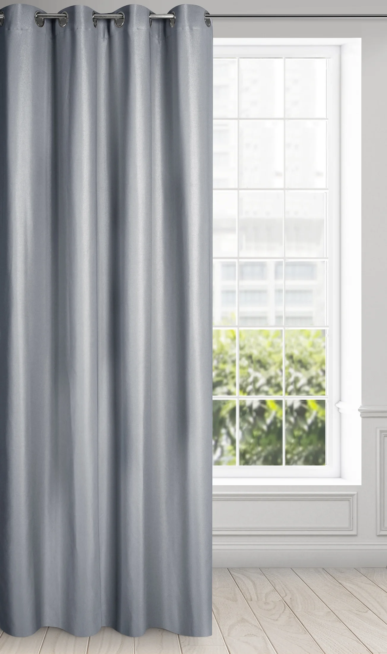 Zasłona srebrna z błyszczącym splotem 140x250 cm przelotka ESSME Eurofirany