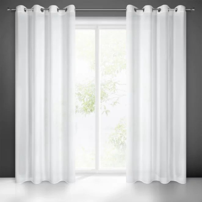 Firana biała z gładkiej matowej żorżety 140x250 cm przelotka ESTEL Eurofirany