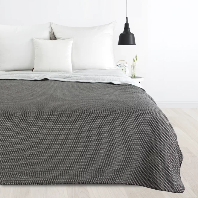 Koc bukla 150x200 cm czarno, biały dwustronny PANDA EUROFIRANY PREMIUM Eurofirany