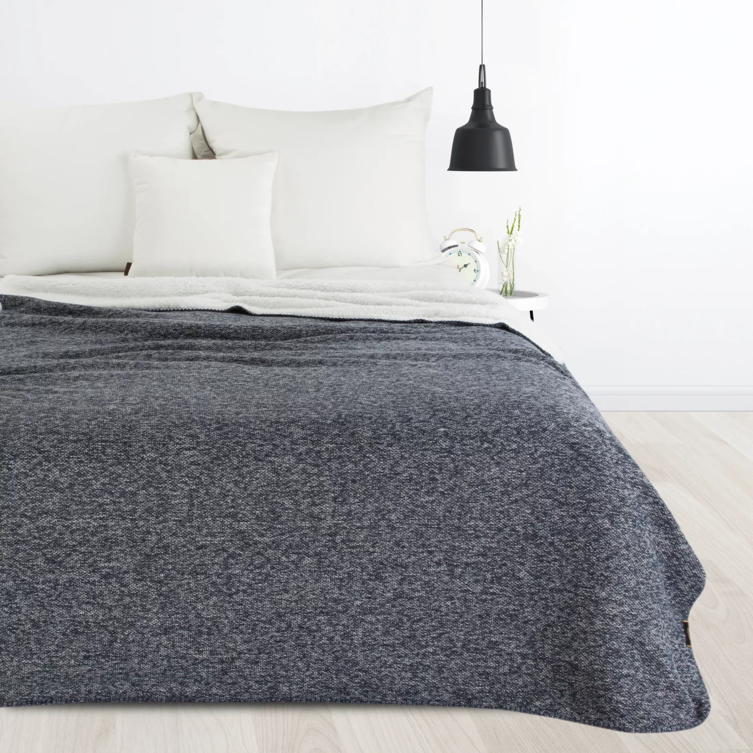 Koc bukla 150x200 cm granatowo, biały dwustronny PANDA EUROFIRANY PREMIUM Eurofirany