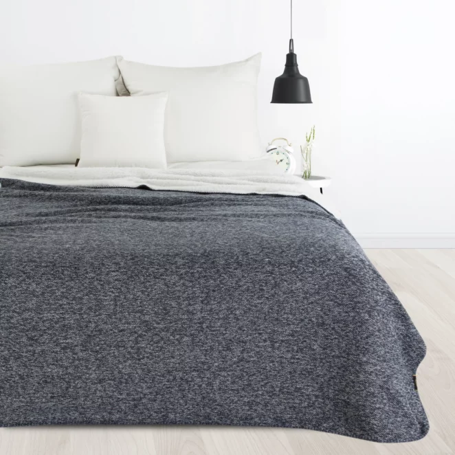 Koc bukla 150x200 cm granatowo, biały dwustronny PANDA EUROFIRANY PREMIUM Eurofirany