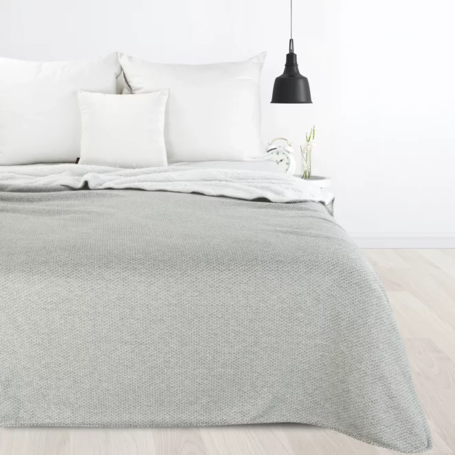 Koc bukla 150x200 cm srebrno, biały dwustronny PANDA EUROFIRANY PREMIUM Eurofirany