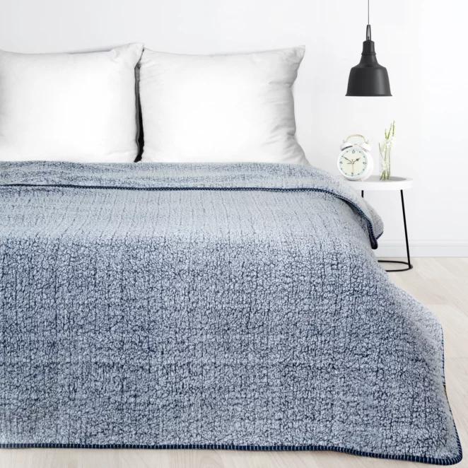 Koc bukla 200x220 cm granatowo, biały z miękkiej tkaniny KOALA EUROFIRANY PREMIUM