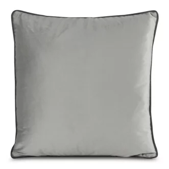 Poszewka na poduszkę 45x45 cm welwetowa zdobiona kontrastującą wypustką na brzegach poszewki srebrna MELIA EUROFIRANY PREMIUM