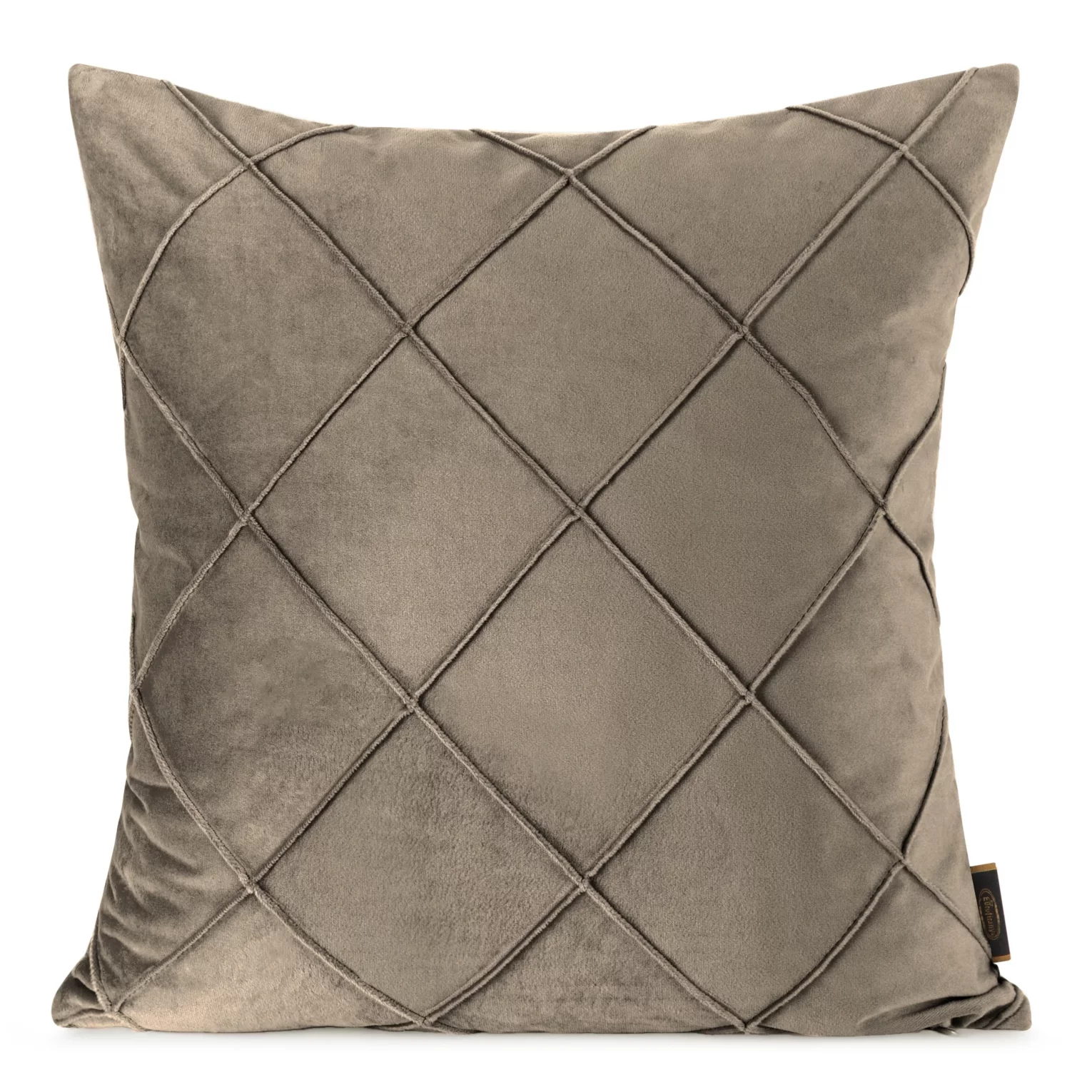 Poszewka na poduszkę 45x45 cm welwetowa z ozdobnym geometrycznym przeszywanym wzorem beżowa NALA EUROFIRANY PREMIUM
