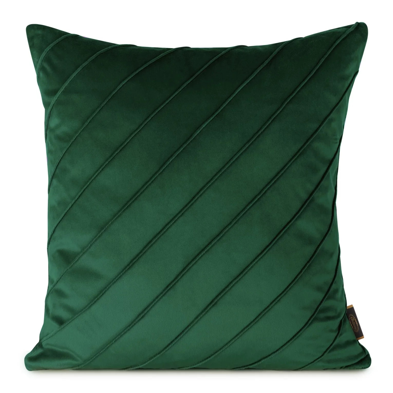 Poszewka na poduszkę 45x45 cm welwetowa z ozdobnym geometrycznym przeszywanym wzorem ciemnozielona NALA EUROFIRANY PREMIUM