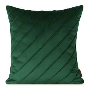 Poszewka na poduszkę 45x45 cm welwetowa z ozdobnym geometrycznym przeszywanym wzorem ciemnozielona NALA EUROFIRANY PREMIUM