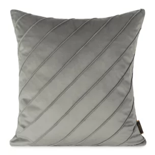 Poszewka na poduszkę 45x45 cm welwetowa z ozdobnym geometrycznym przeszywanym wzorem srebrna NALA EUROFIRANY PREMIUM