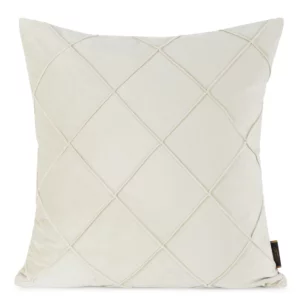 Poszewka na poduszkę 45x45 cm welwetowa z ozdobnym geometrycznym przeszywanym wzorem kremowa NALA EUROFIRANY PREMIUM