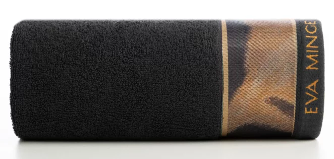 Ręcznik do rąk 30x50 cm bawełniany kolor czarny, brązowy z designerską bordiurą 500 g/m2 EVA 23 Eva Minge Eurofirany