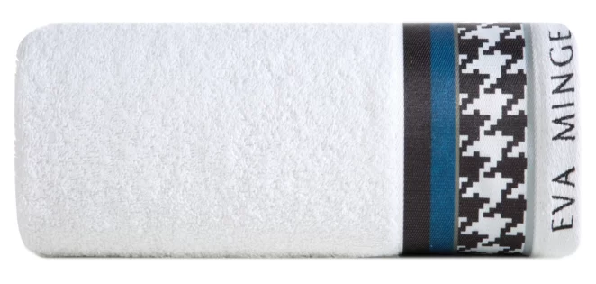 Ręcznik kąpielowy 50X90 cm bawełniany kolor biały z designerską bordiurą 485g/m2 EVA 8 Eva Minge Eurofirany