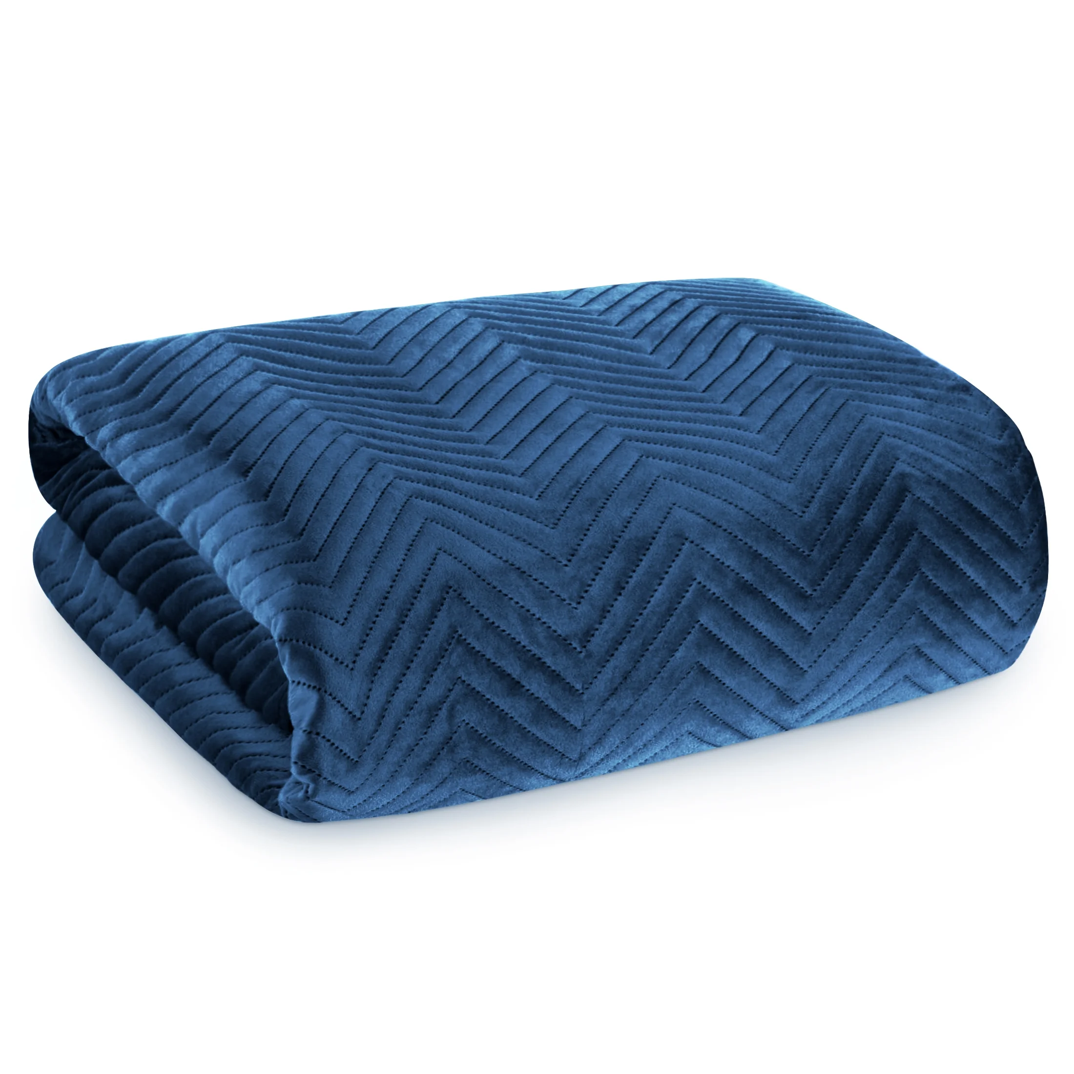 Narzuta welwetowa granatowa 230x260 cm pikowana w jodełkę metodą hot press SOFIA EUROFIRANY PREMIUM