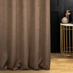 Zasłona szyta na tunelu miedziana z eleganckiej błyszczącej tkaniny