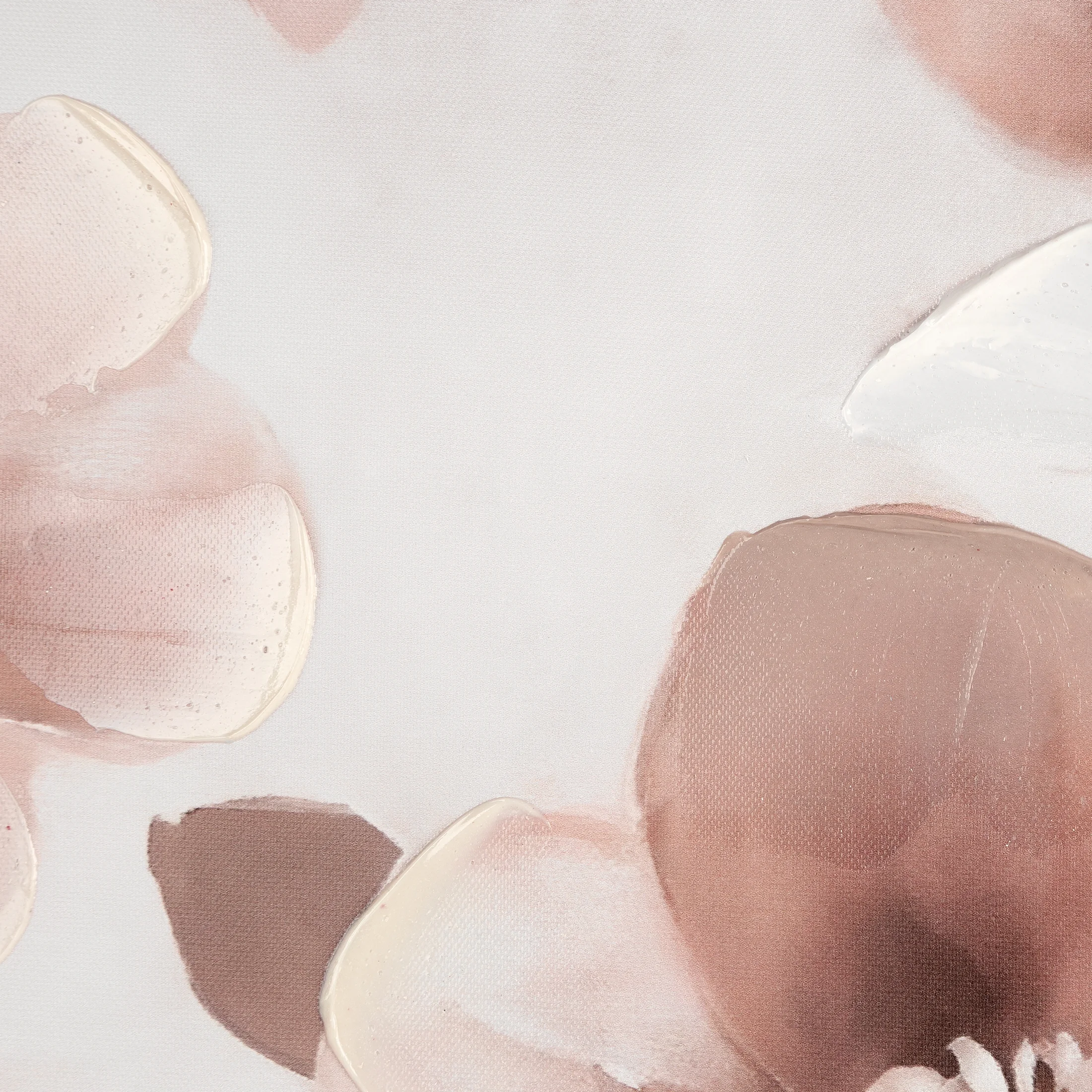 Obraz pudrowo, kremowy nadruk na płótnie w kwiaty 60x60 cm Eurofirany