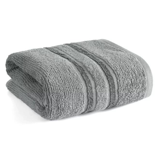 Ręcznik do rąk 30x50 cm bawełniany kolor stalowy w kontrastujące pasy 500 g/m2 DINA Eurofirany