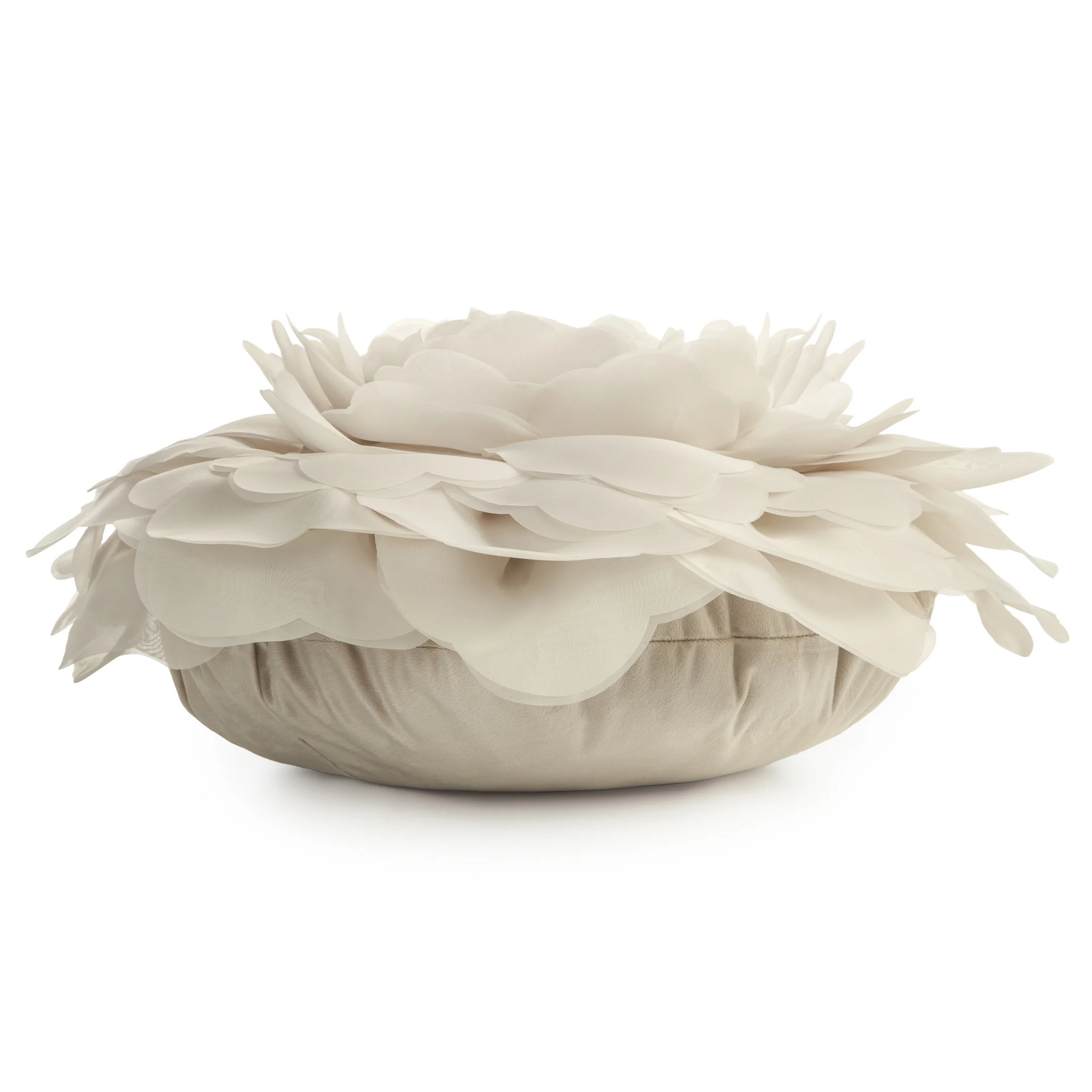 Okrągła poszewka o średnicy 40 cm kolor kremowy zdobiona kwiatem 3D FLORES 6 Eurofirany