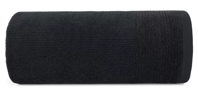 Ręcznik do rąk 30x50 cm bawełniany kolor czarny zdobiony błyszczącą bordiurą 500 g/m2 LARI Eurofirany