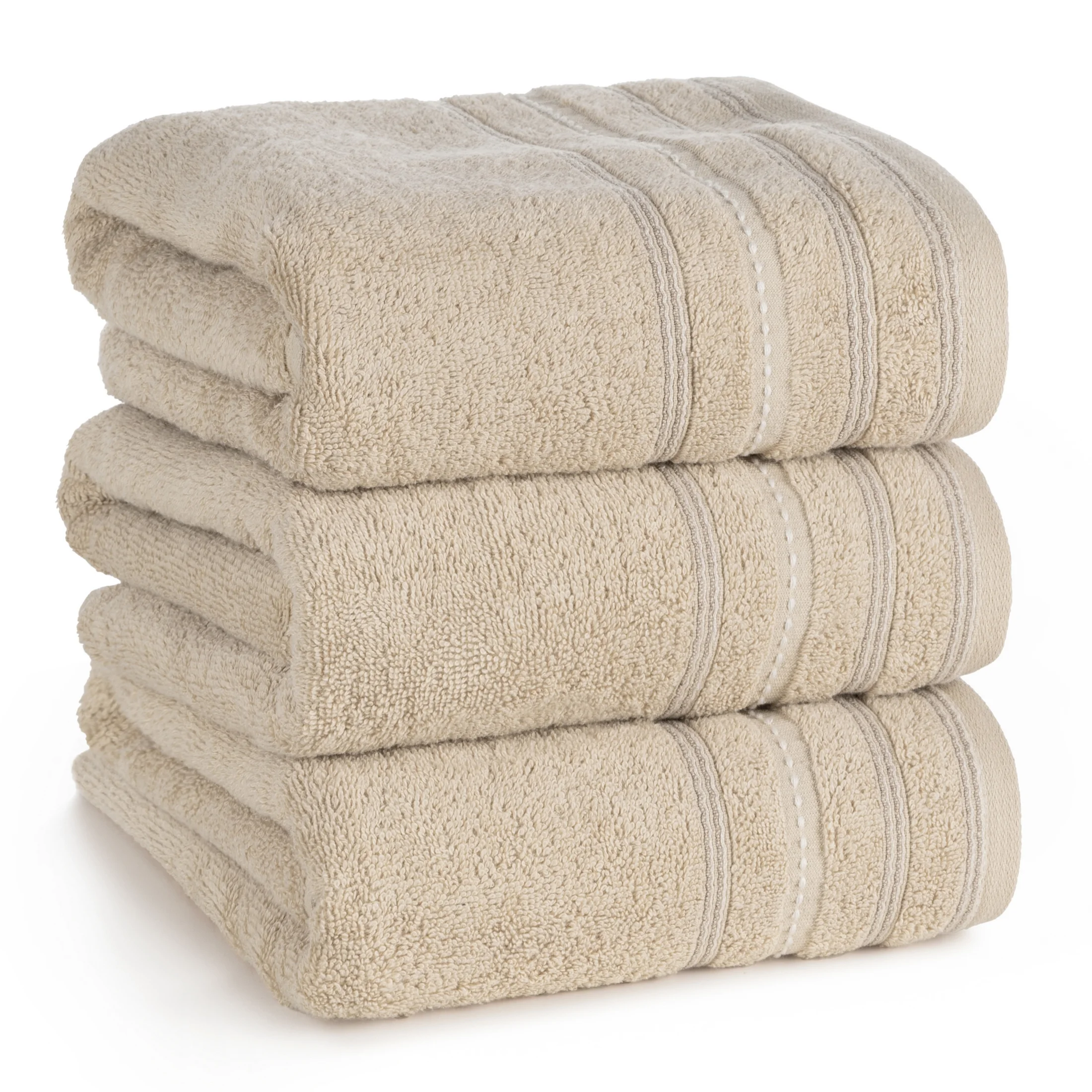 Ręcznik do rąk 30x50 cm bawełniany kolor beżowy zdobiony kontrastującymi pasami 500 g/m2 VENTO Eurofirany