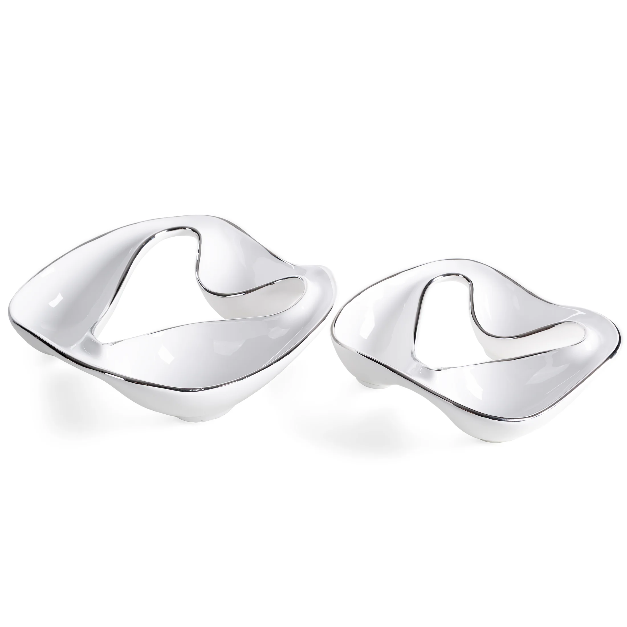 Patera dekoracyjna biało srebrna 23x6 cm ROB Eurofirany