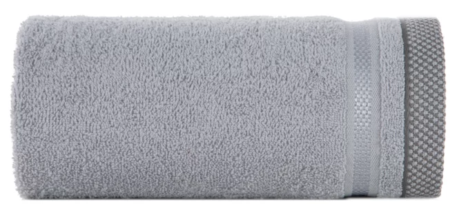 Ręcznik do rąk 30x50 cm bawełniany kolor srebrny z bordiurą w paski 500 g/m2 ABBIE Eurofirany