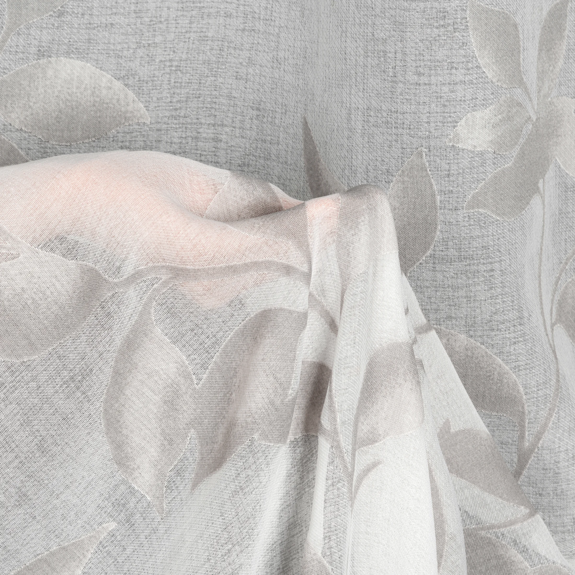 Firana biało, srebrna z etaminy zdobiona motywem roślinnym 140x250 cm przelotka ESTELLA Eurofirany