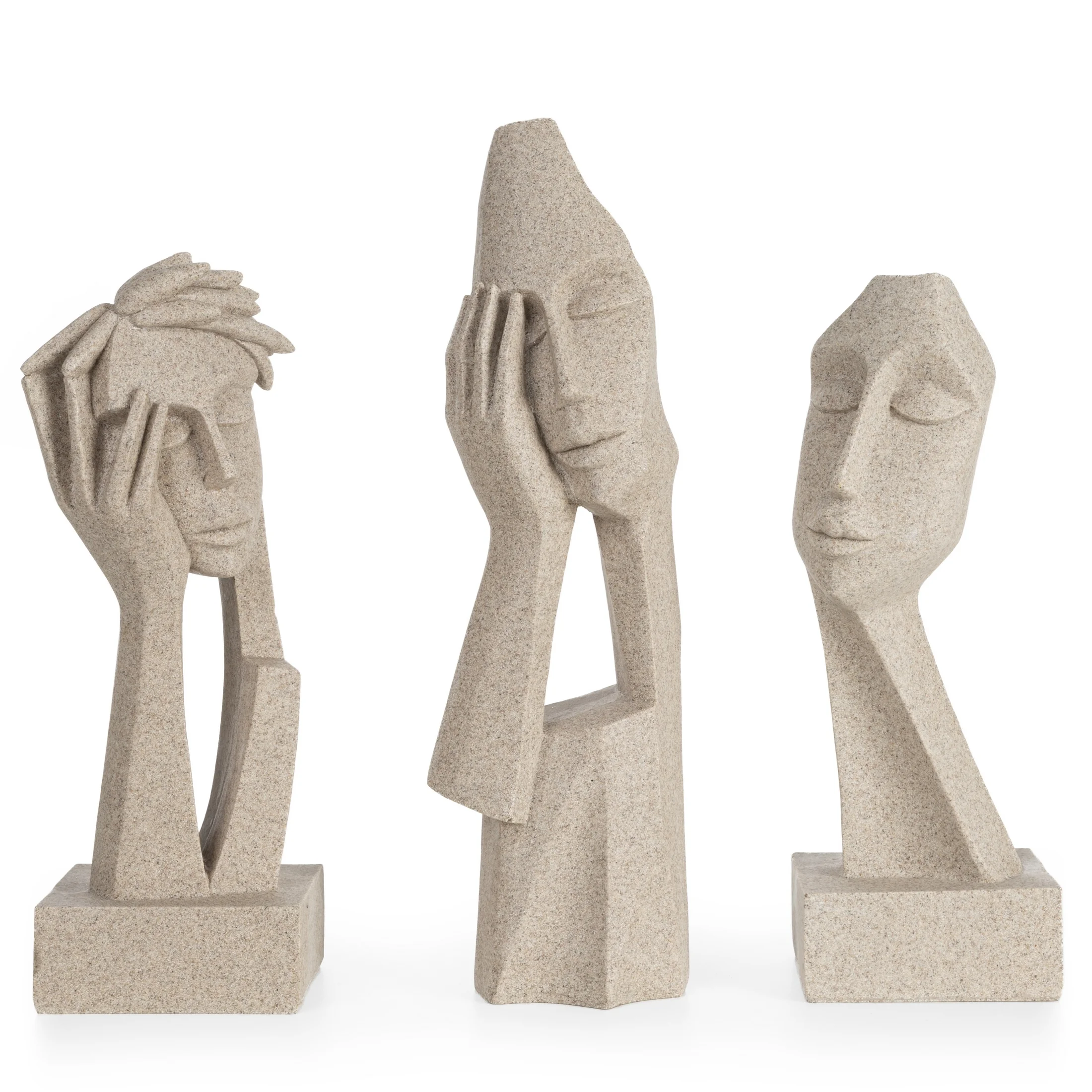Figurka beżowa inspirowana nowoczesną rzeźbą 11x9x27 cm Eurofirany