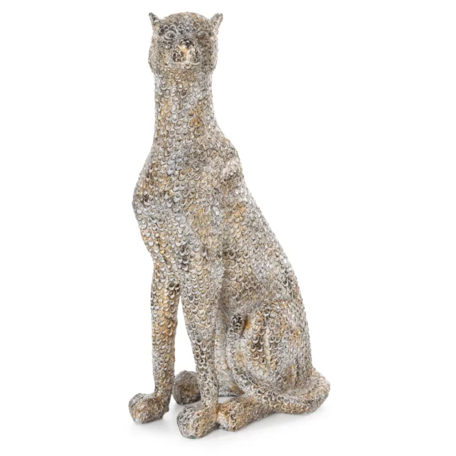 Figurka stalowa pantera o drobnym strukturalnym wzorze 12x8x24 cm BARY Eurofirany