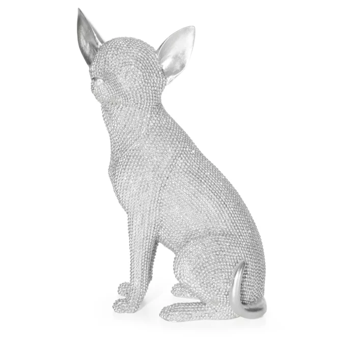 Figurka srebrna pies o drobnym strukturalnym wzorze 16x11x26cm ELDO 2 Eurofirany