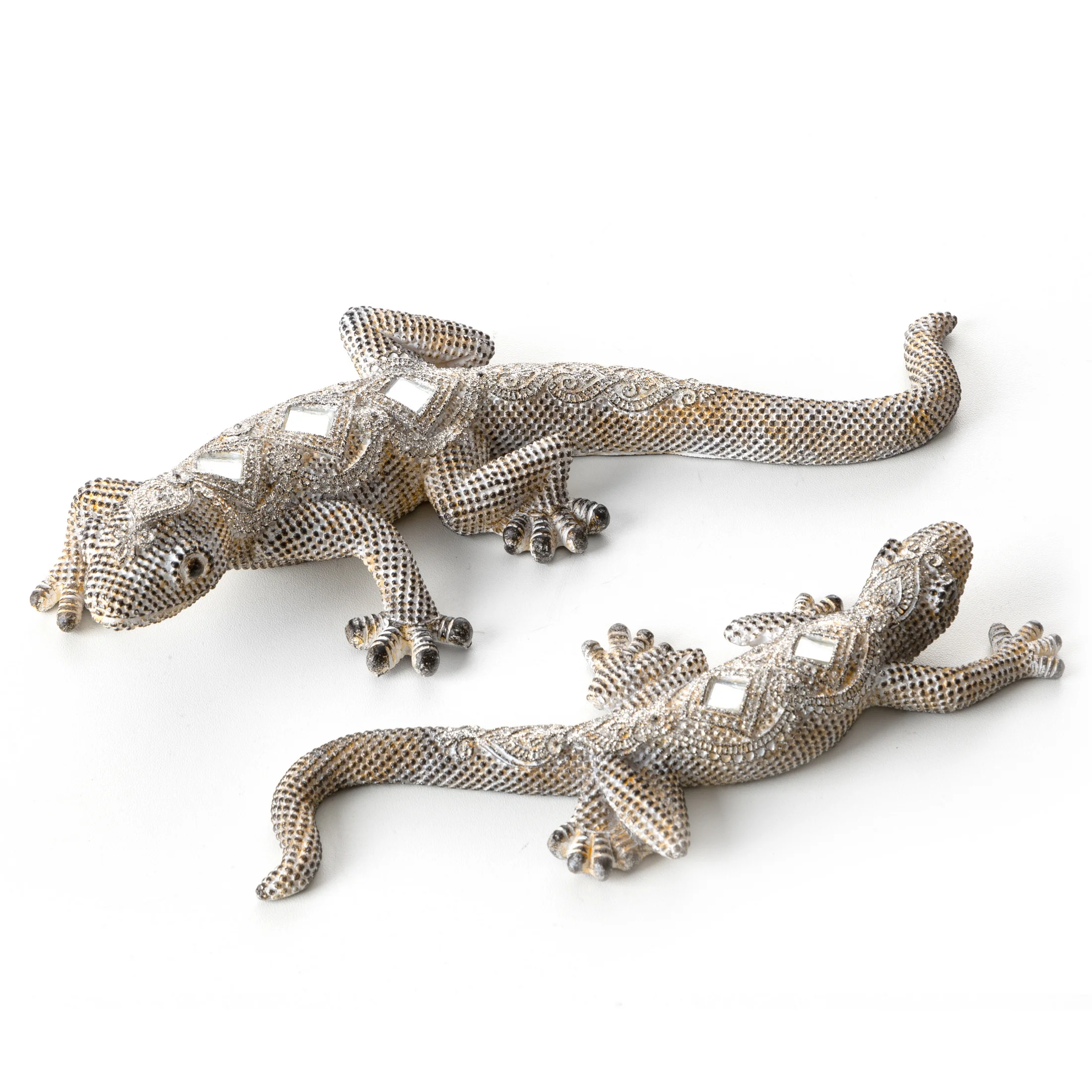 Figurka stalowa jaszczurka o drobnym strukturalnym wzorze 26x9x3 cm GATOS Eurofirany