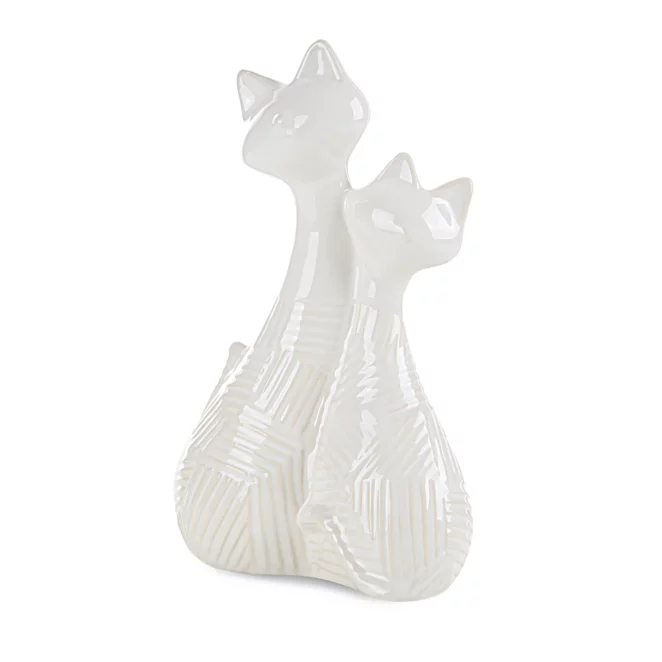Figurka ceramiczna kremowa z wytłaczanym wzorem 19x10x29 cm ROMINA Eurofirany