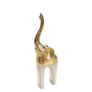 Figurka ceramiczna kremowo-złota słoń z lśniącą powierzchnią 11x7x30 cm MAX 2 Eurofirany