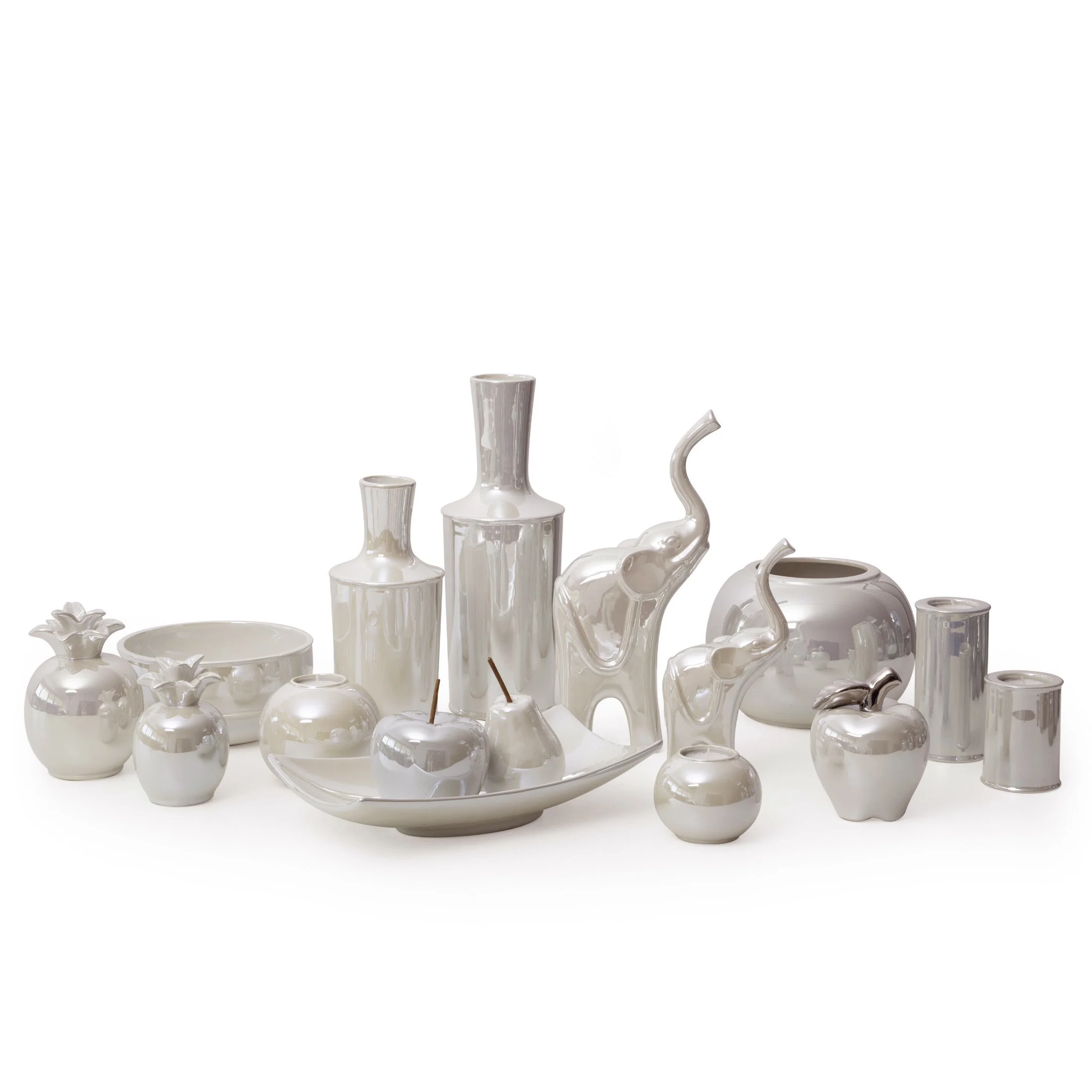 Figurka ceramiczna SIMONA 3 perłowa słoń na szczęście Eurofirany