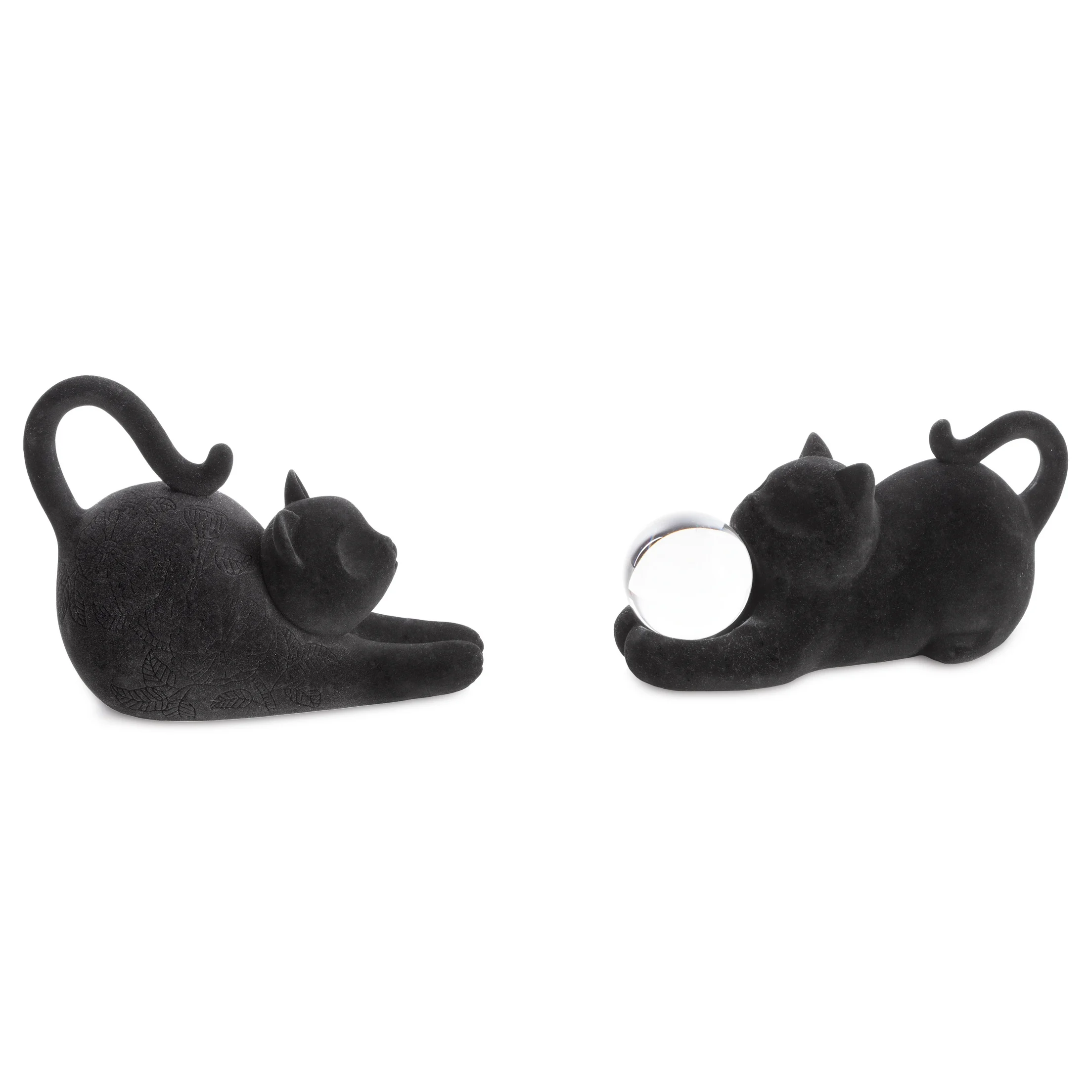 Figurka czarna kot z szklana kulą 26x11x12 cm MOLY Eurofirany
