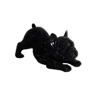 Figurka czarna pies o drobnym strukturalnym wzorze 19x8x9 cm ELDO Eurofirany
