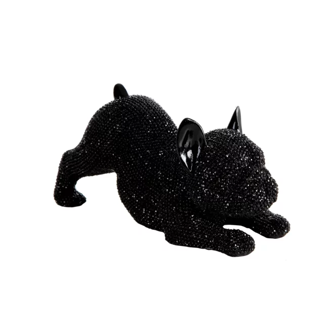 Figurka czarna pies o drobnym strukturalnym wzorze 19x8x9 cm ELDO Eurofirany