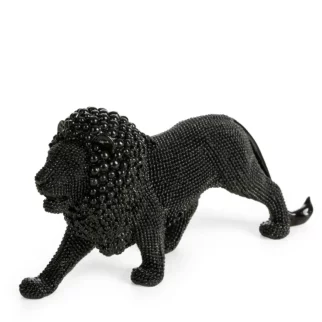 Figurka czarna w kształcie Lwa o drobnym strukturalnym wzorze 23x6x12 cm ELDO 3 Eurofirany