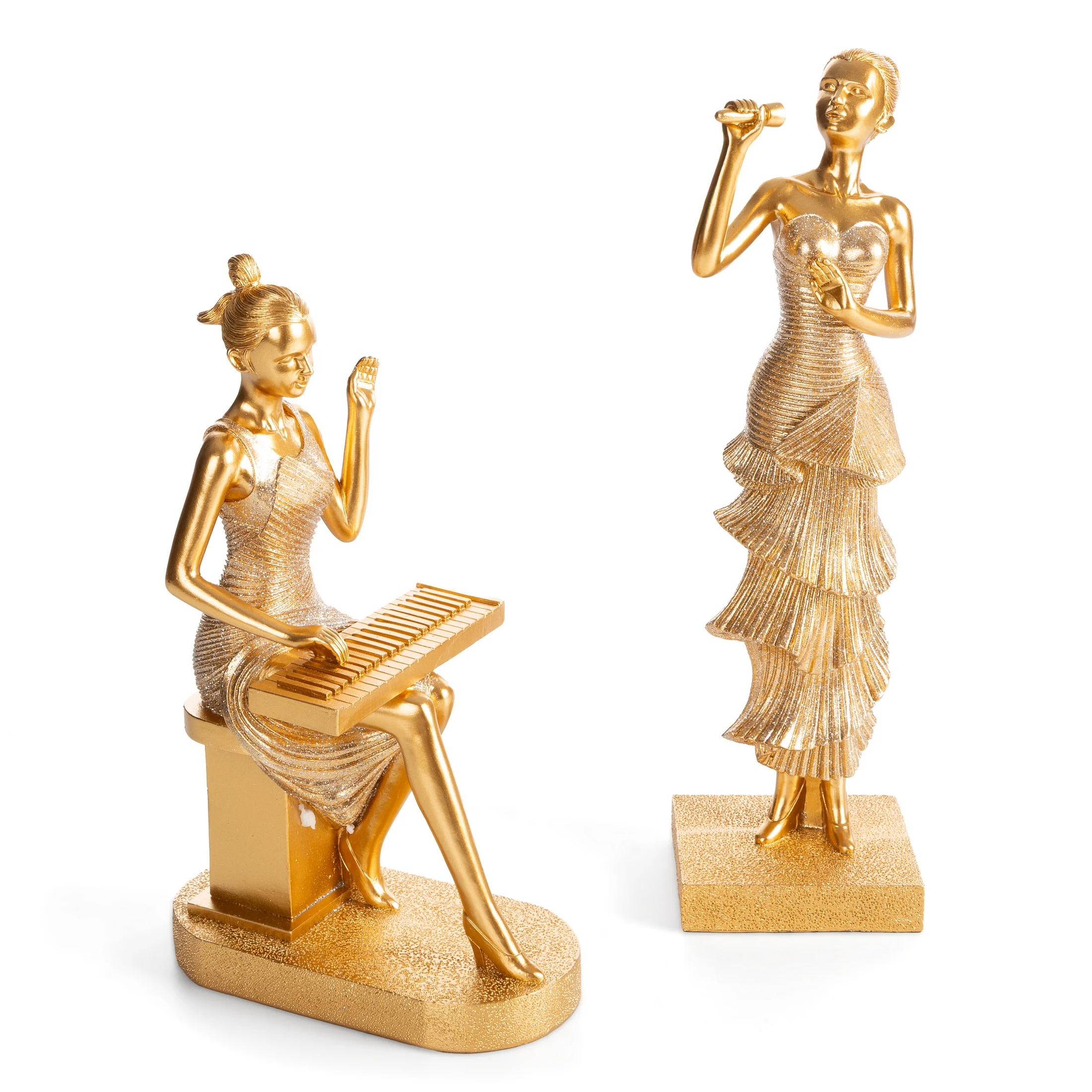 Figurka dekoracyjna Kobiety w wieczorowej sukni złota 9x8x31 cm DOLI 1 Eurofirany
