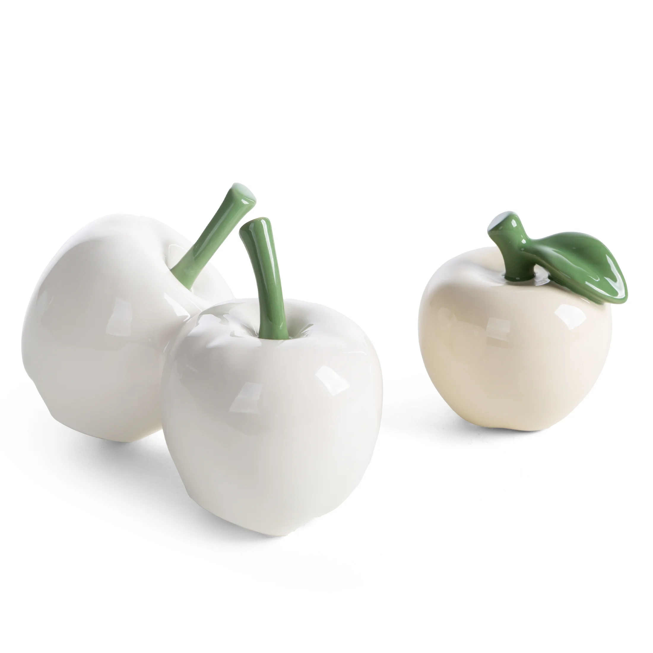 Figurka dekoracyjna kremowo, zielona jabłko 9x10 cm SIMON Eurofirany