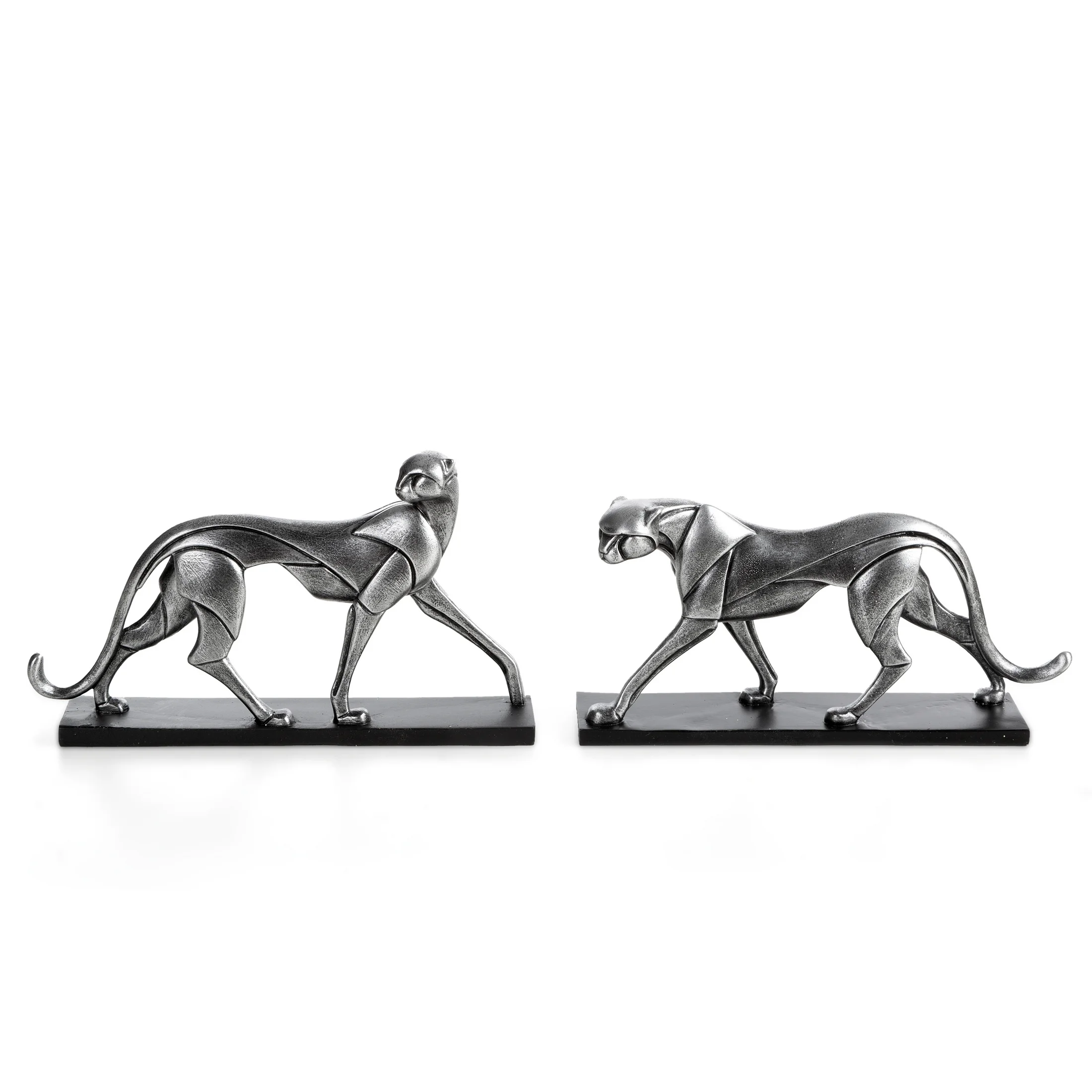 Figurka dekoracyjna srebrno czarna lampart 21x4x12 cm MADOX 1 Eurofirany
