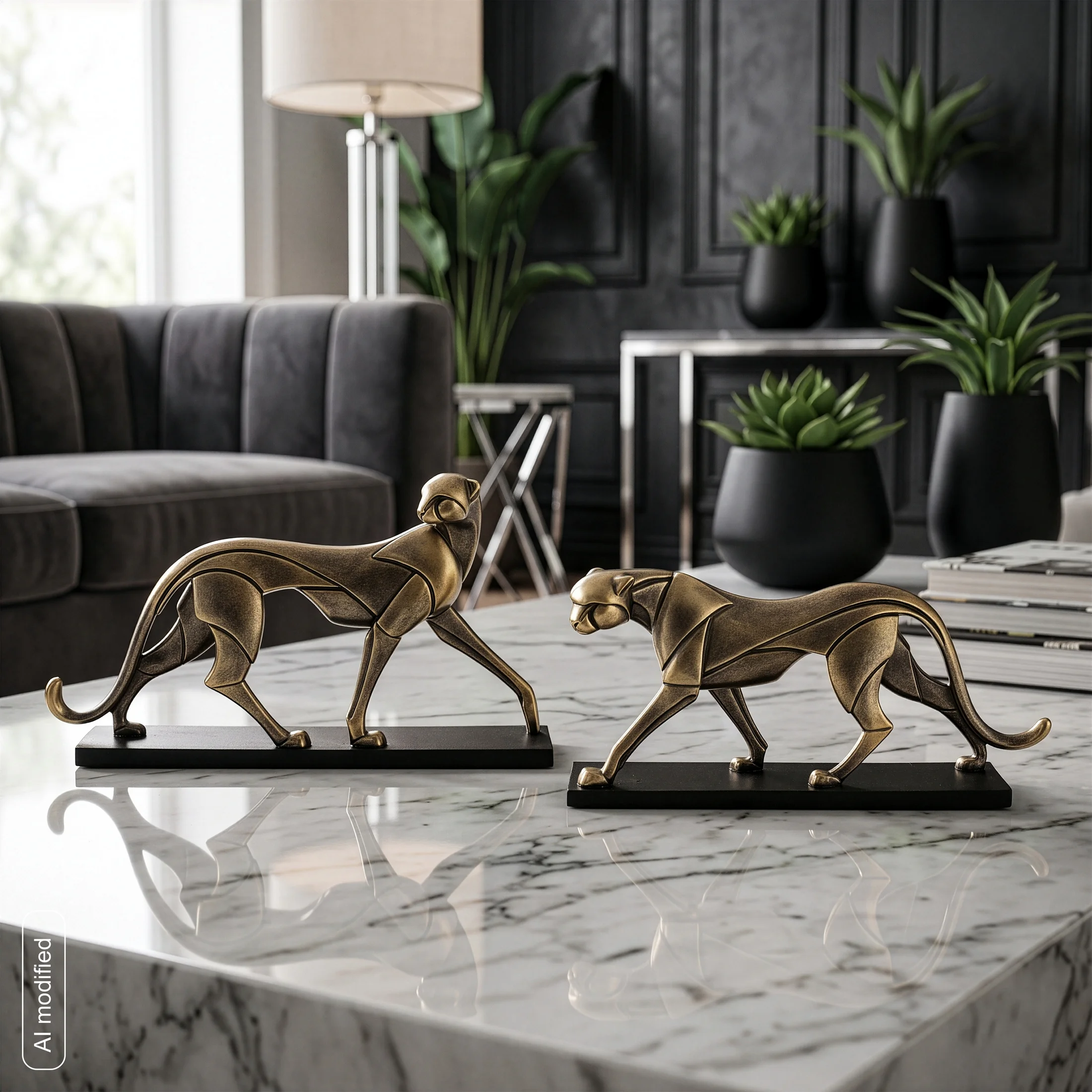 Figurka dekoracyjna złoto czarna lampart 27x5x16 cm MADOX 4 Eurofirany